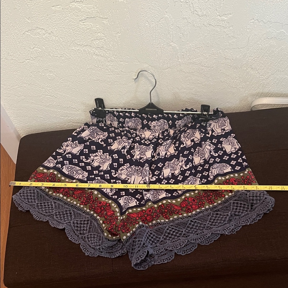 #1273=Bohemian Navy Elephant Print Women's Shorts - Picture 5 of 11